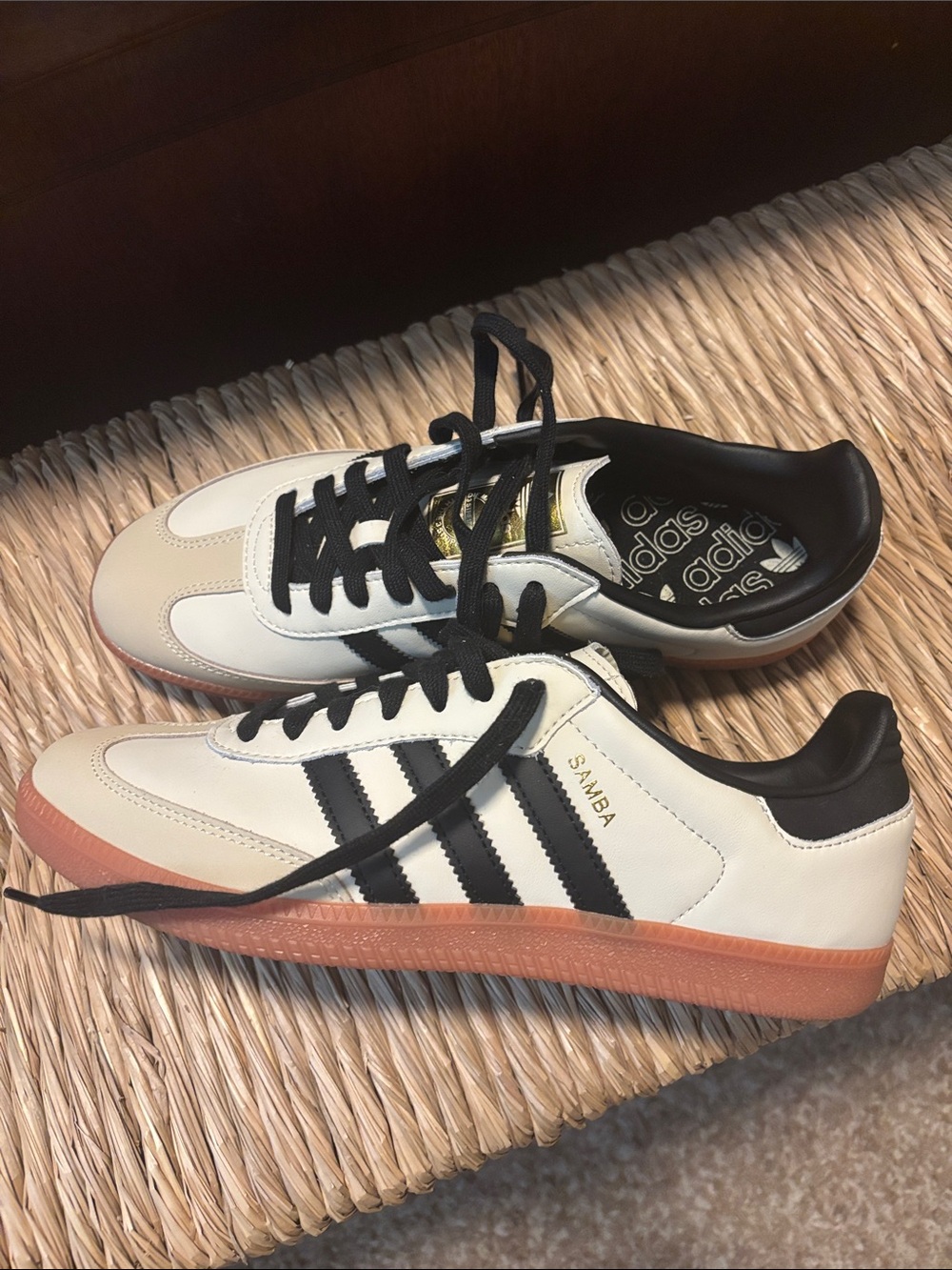 adidas Samba Sneakers in White, Black & Gum
